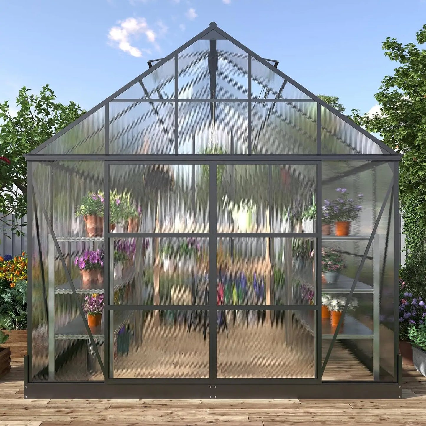 Polycarbonate Greenhouse Walk-in Large Aluminum Greenhouse