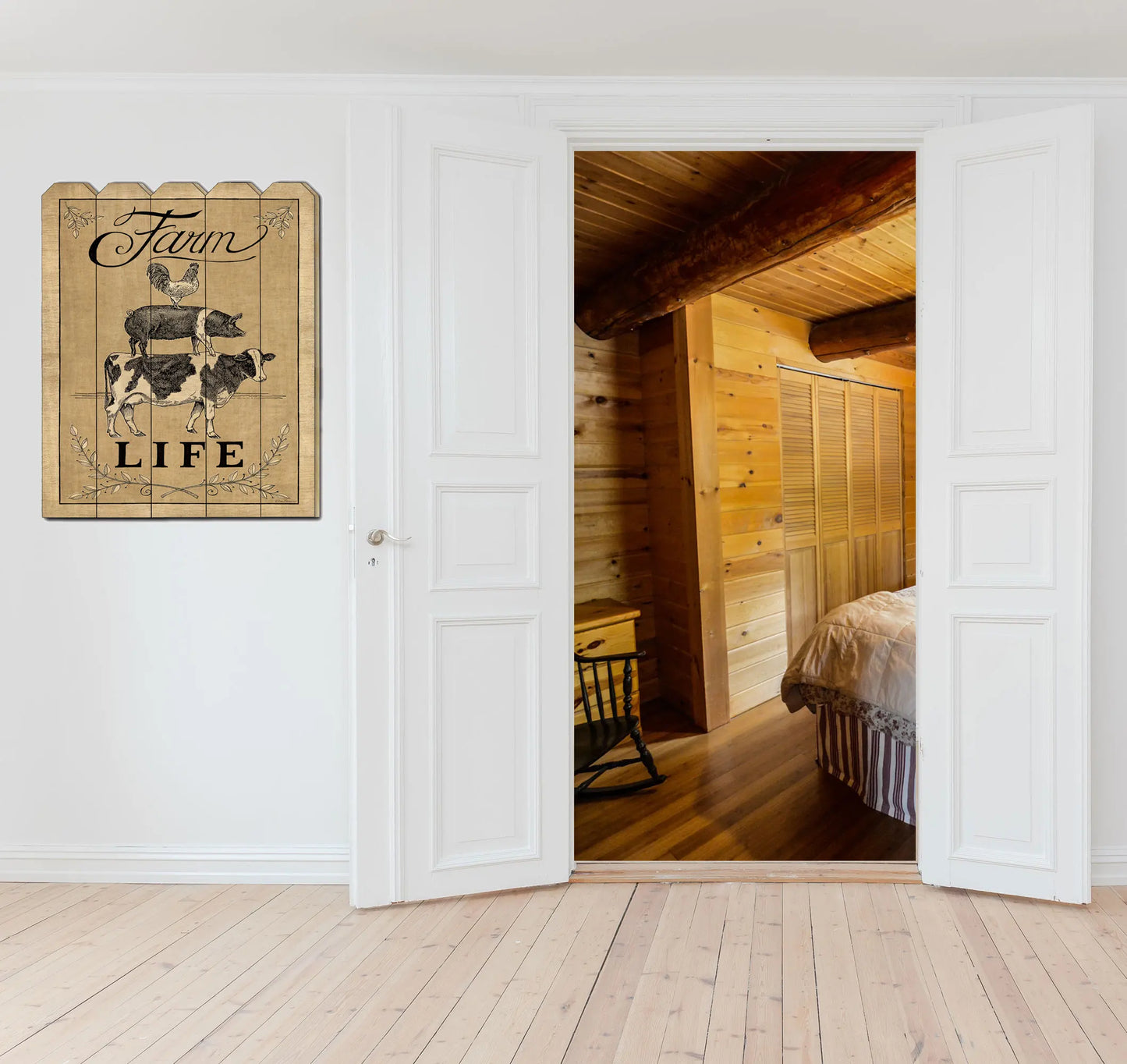 Printed Wall Art on a Wood Picket Fence