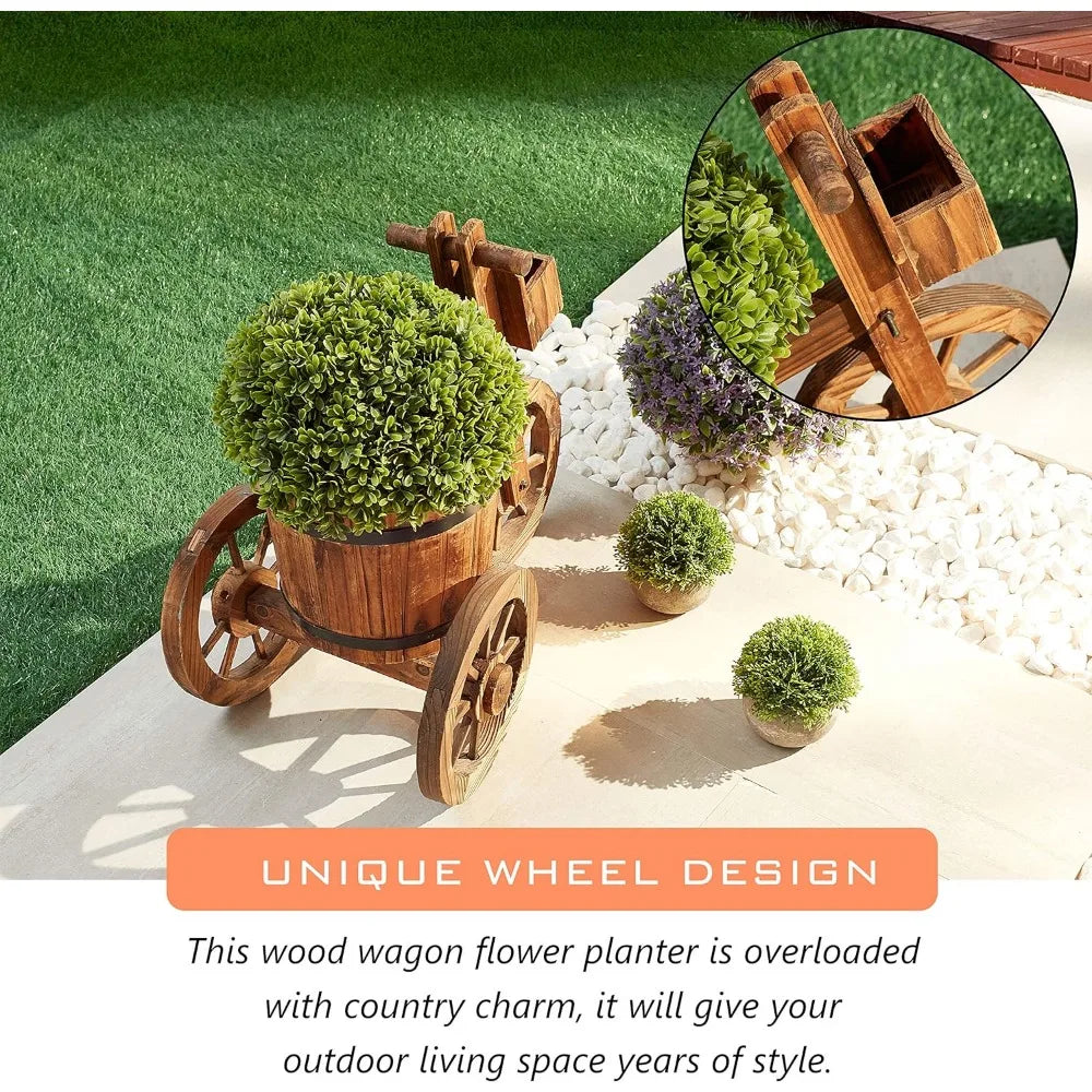 Wooden Barrel Tricycle Planter Wagon