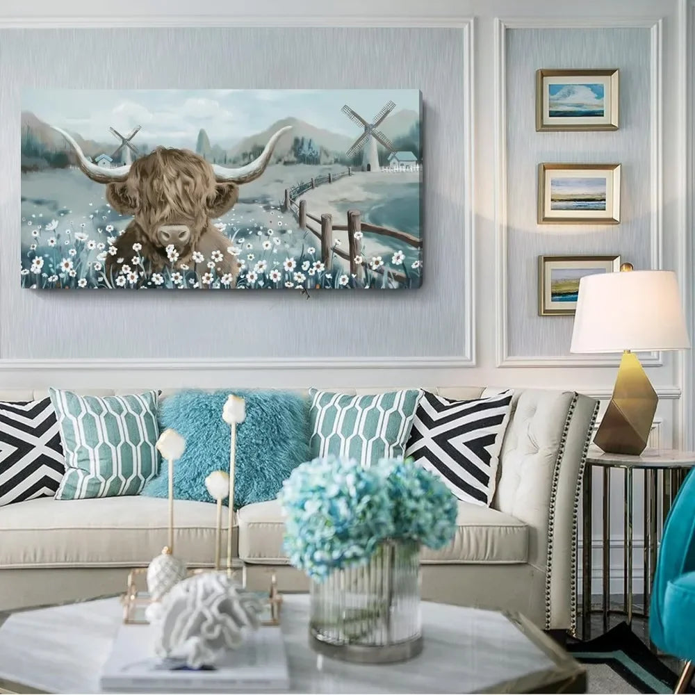 Highland Cattle Wall Art Rustic Farmhouse Cattle Picture