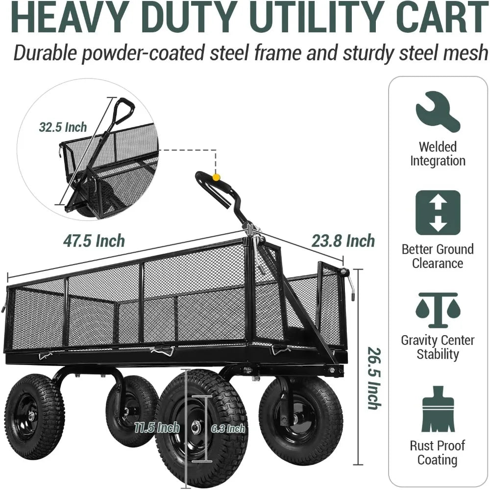 1100 Lb Capacity Steel Garden Cart