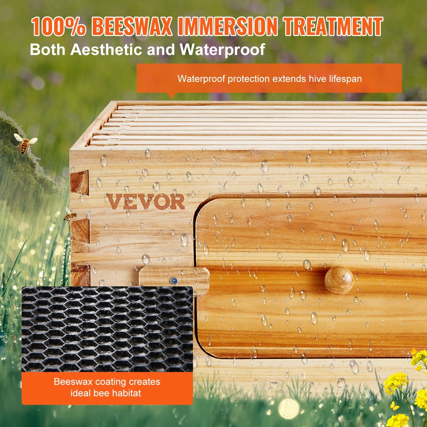 Bee Hive Deep Box Starter Kit with 10 Frames and Foundations