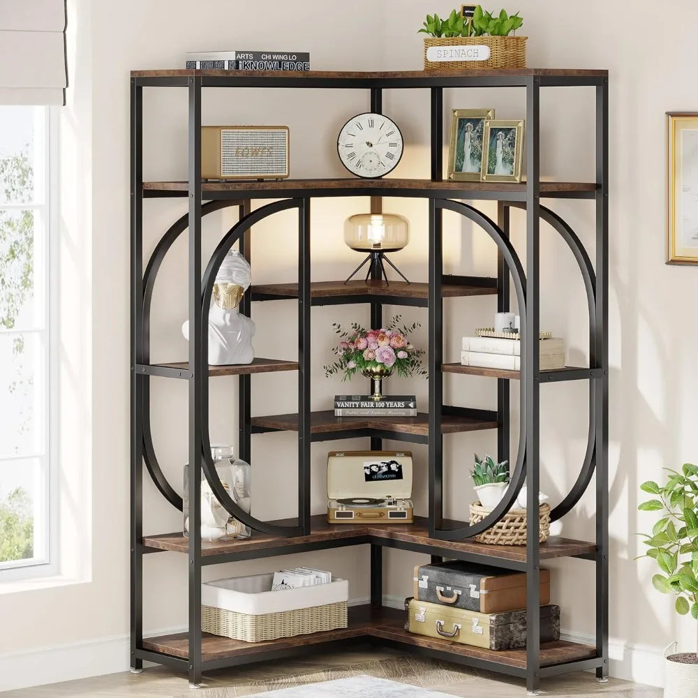 7-Shelf Corner Bookshelf