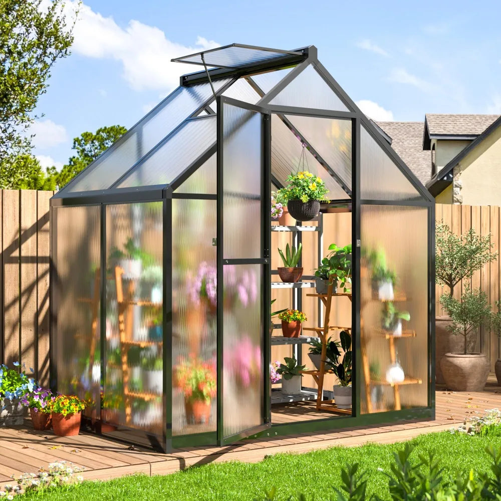 4x6 FT Aluminum Large Walk-in Greenhouse