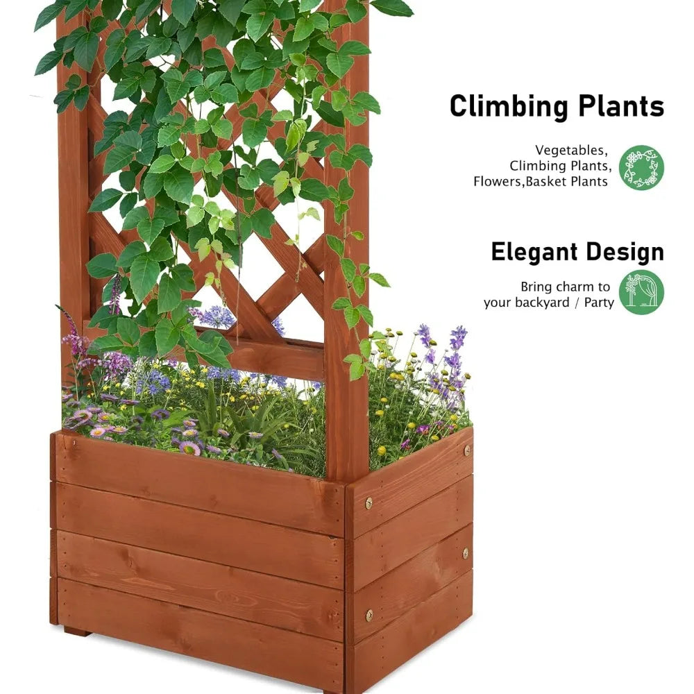 Wooden Garden Arbor with Planter