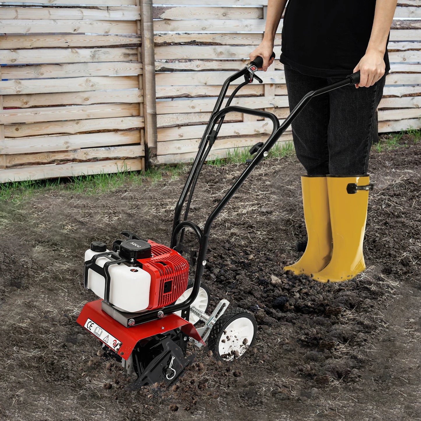 Gas Powered Mini Tiller Cultivator for Turn Soil and Open Furrows