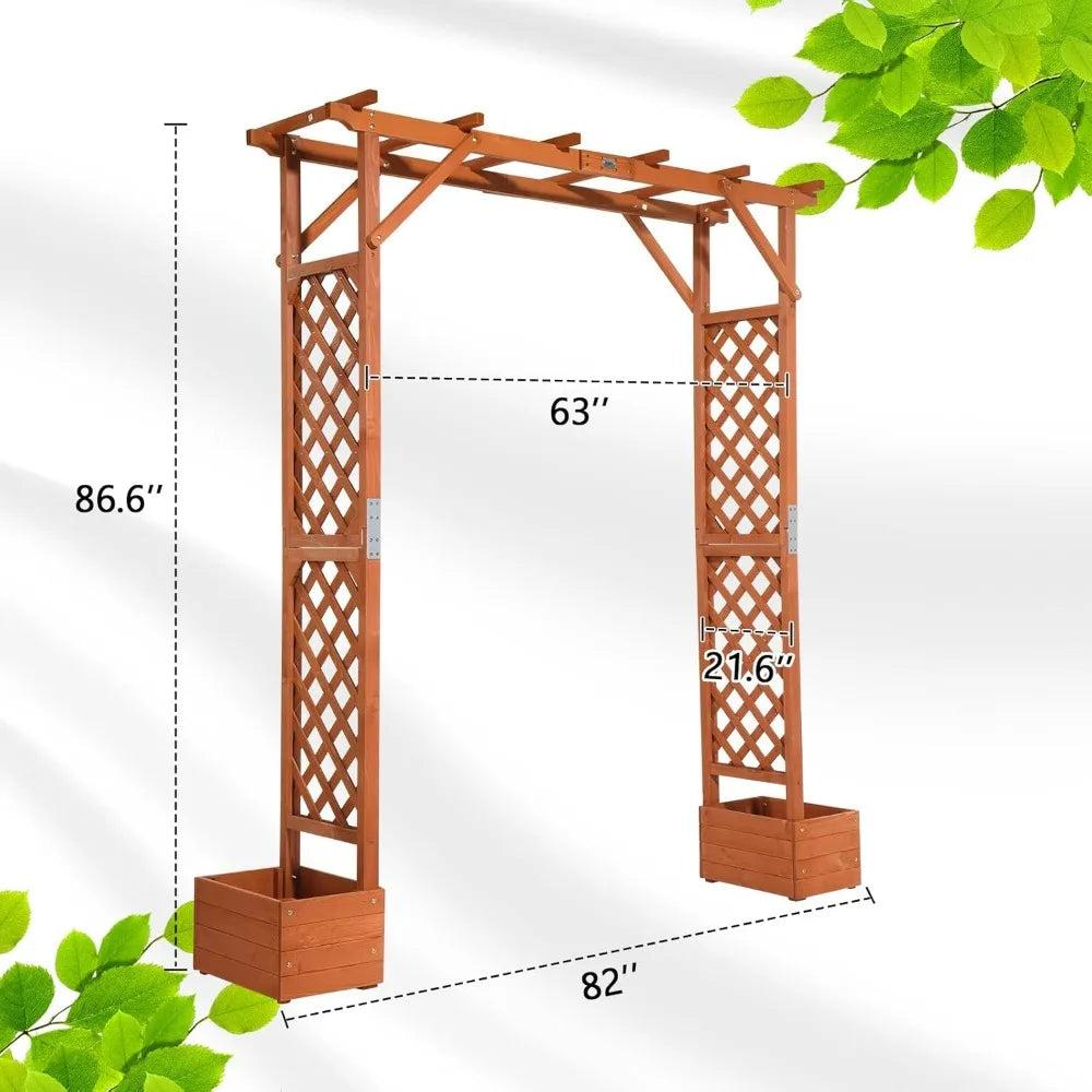 Wooden Garden Arbor with Planter