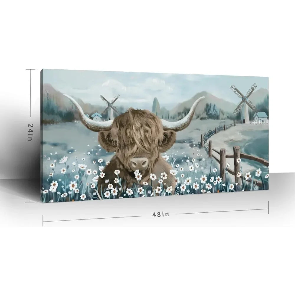 Highland Cattle Wall Art Rustic Farmhouse Cattle Picture