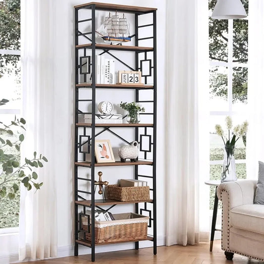 7-Tier Tall Metal Bookcase