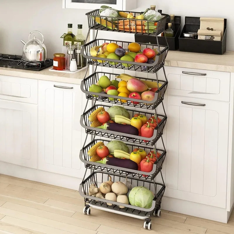 6 Tier Fruit Vegetable Basket Storage Cart