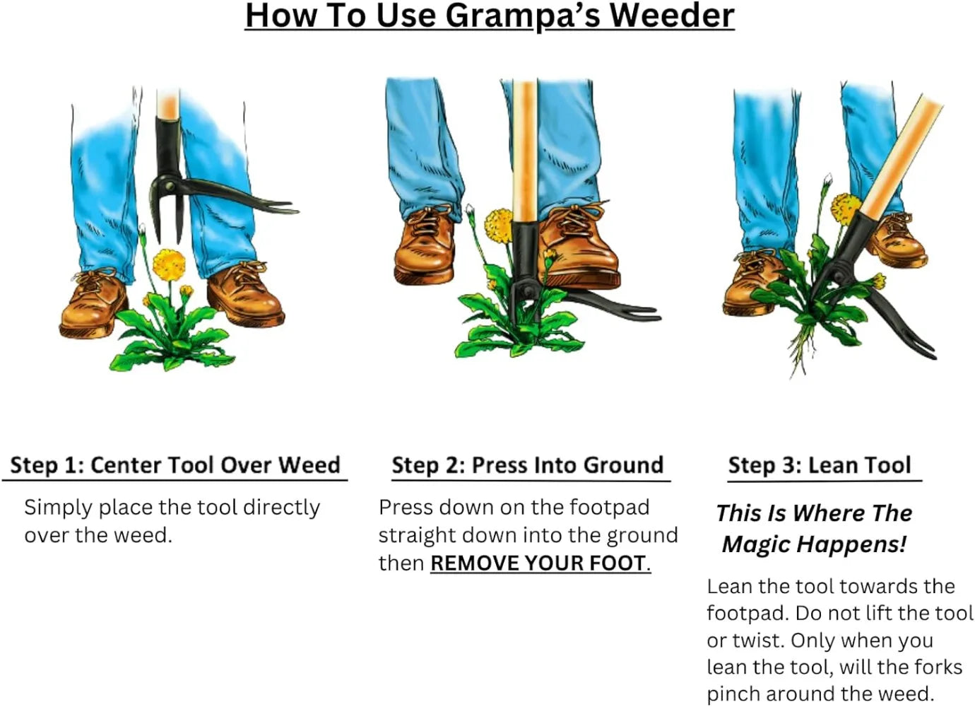 Grampa's Weeder - The Original Stand Up Weed Puller