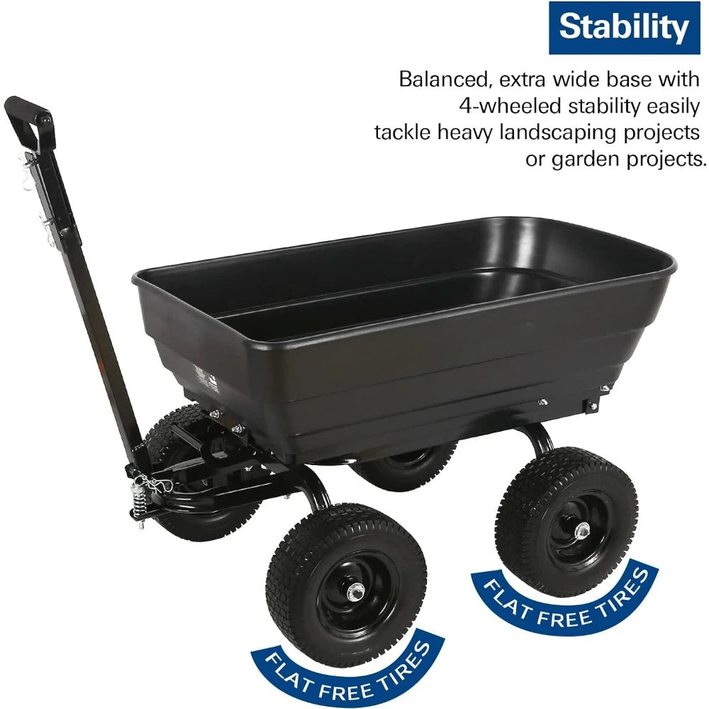 7 Cu.Ft. 13" No-Flat Tires Poly Yard Dump Cart