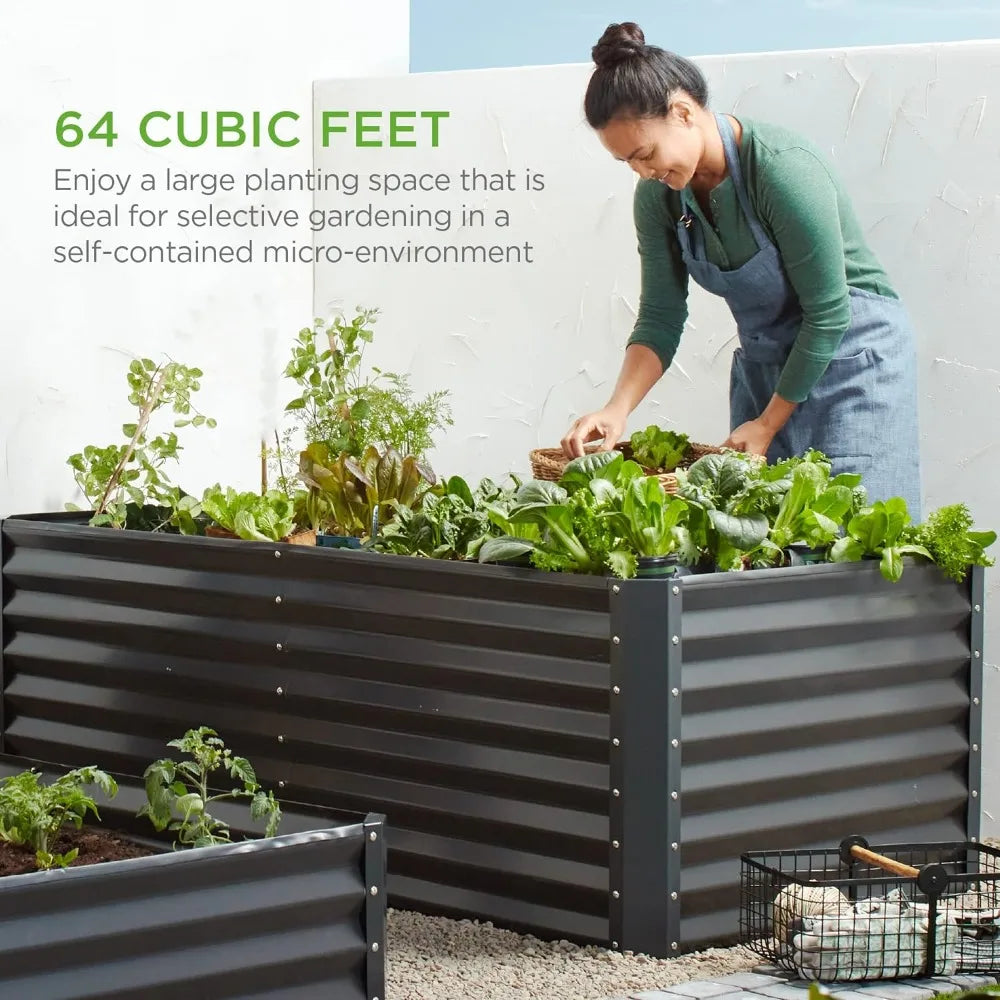 8x4x2ft outdoor metal raised garden bed