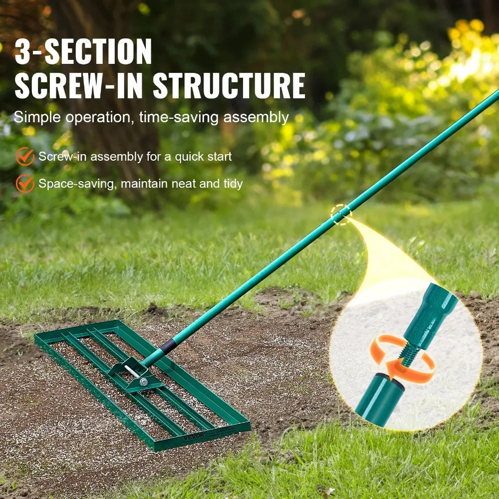 Lawn Leveling Rake 30"x10" for Various Terrains Like Farms Gardens