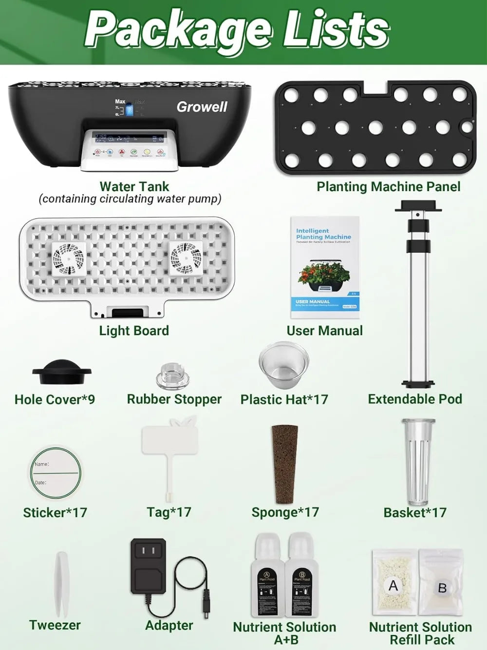 Hydroponics Growing System, 17 Pods Herb Garden