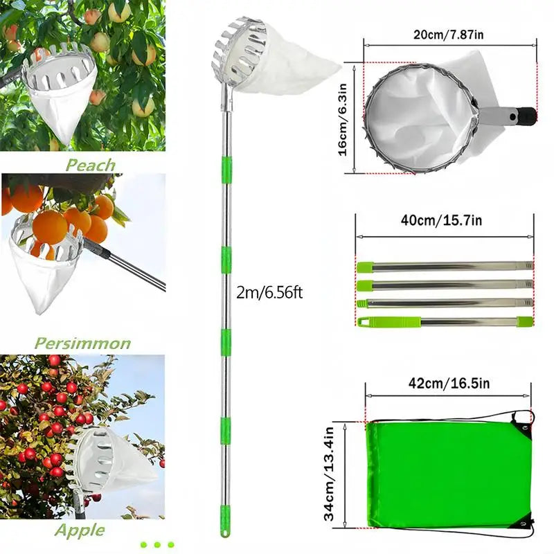 Fruit Picker Pole With Basket, Telescopic Extendable Pole