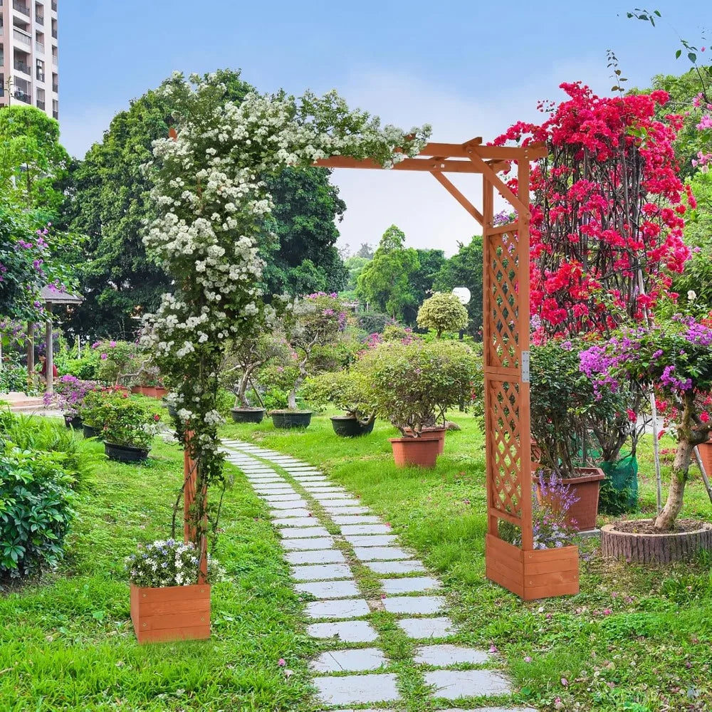 Wooden Garden Arbor with Planter