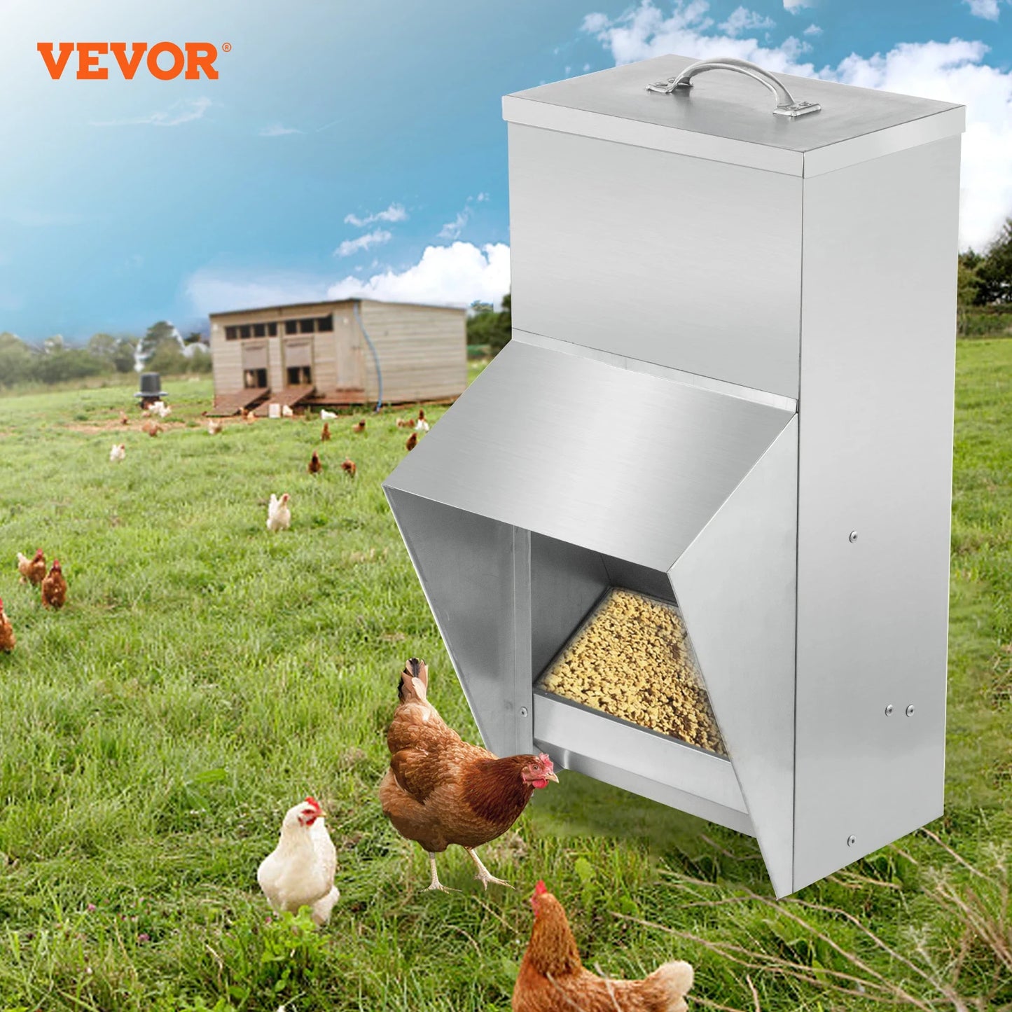 Galvanized Outdoor Hanging Chicken Feeder