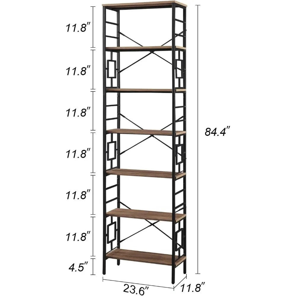 7-Tier Tall Metal Bookcase