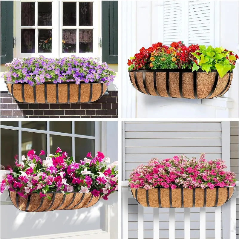 4pcs 30"  Deck Railing Planter with Coco Liner