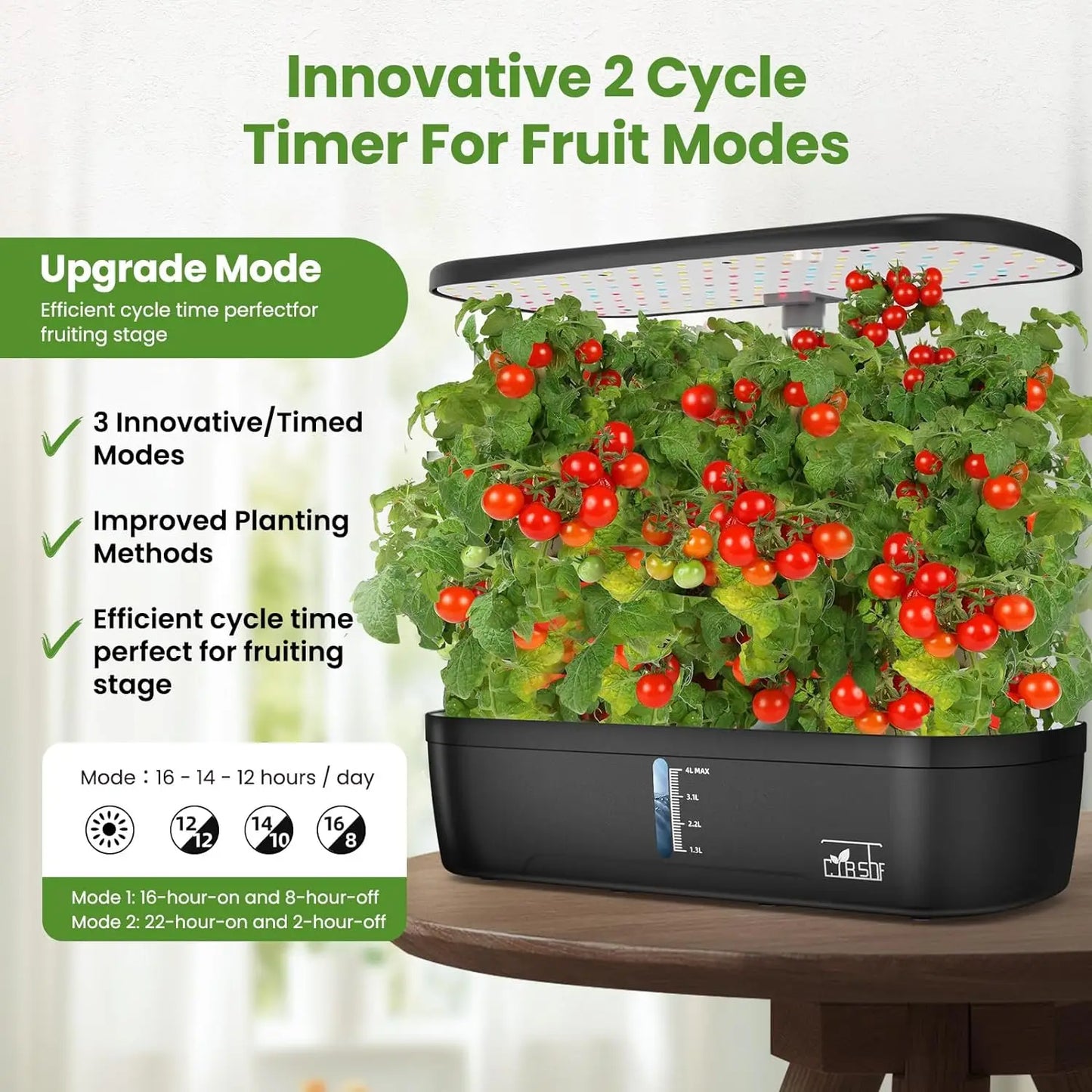 Hydroponics System with Grow Iight Adjustable Height Up to 12inch,