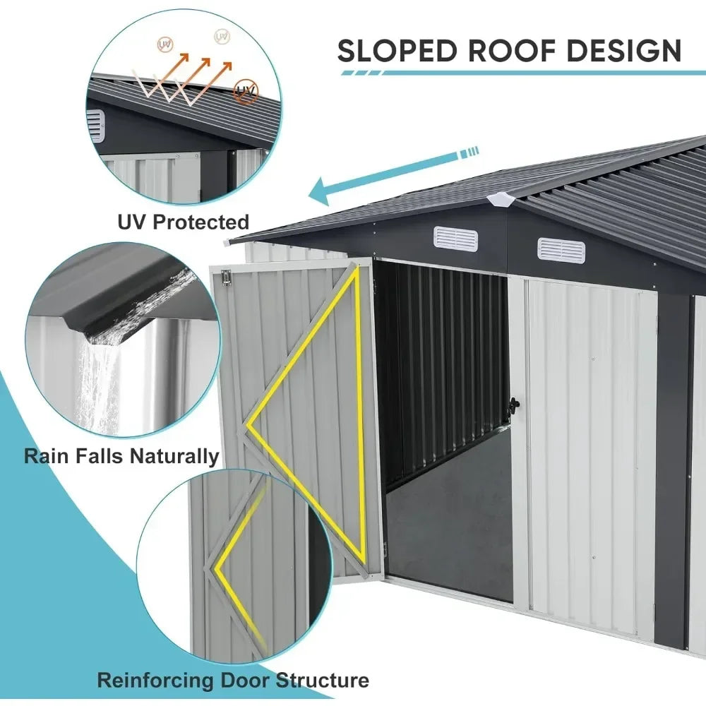 Double Door W/Lock 10x8 FT Shed