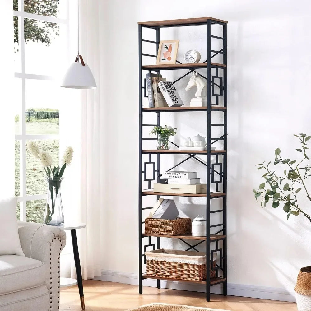 7-Tier Tall Metal Bookcase