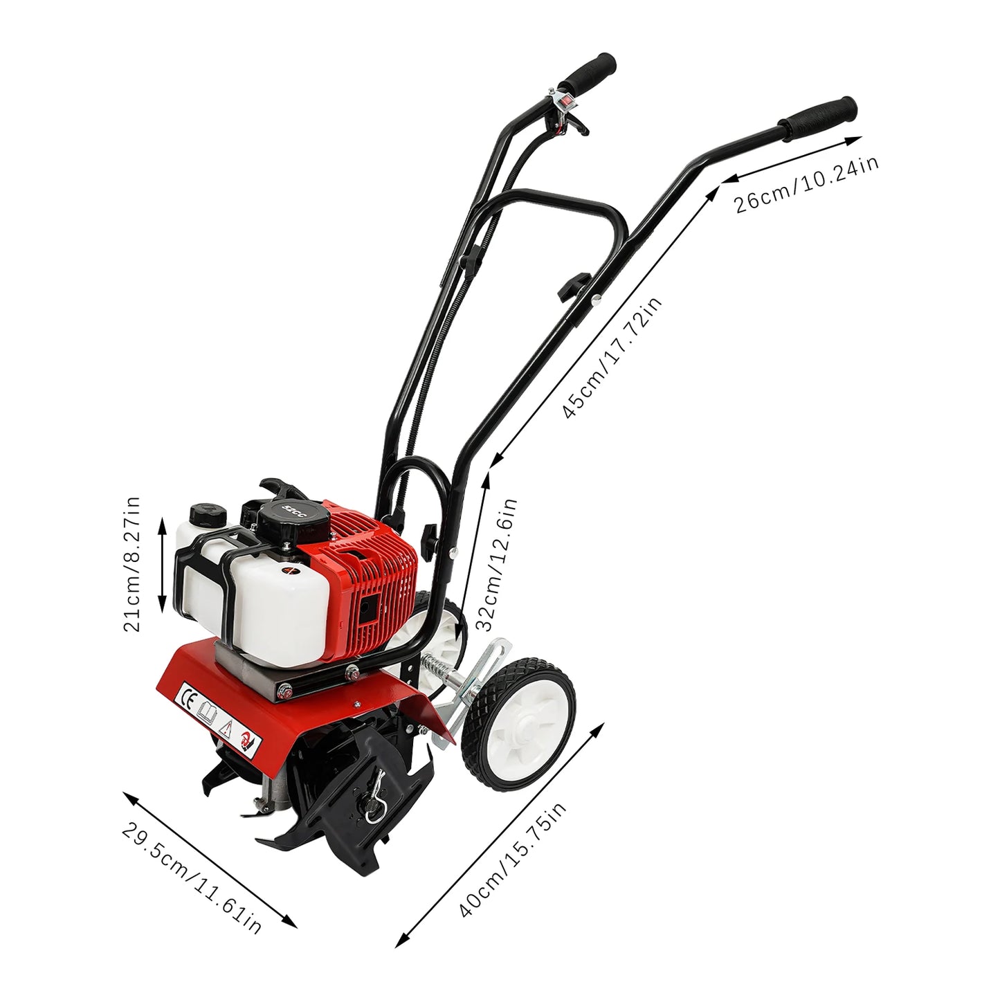 Gas Powered Mini Tiller Cultivator for Turn Soil and Open Furrows