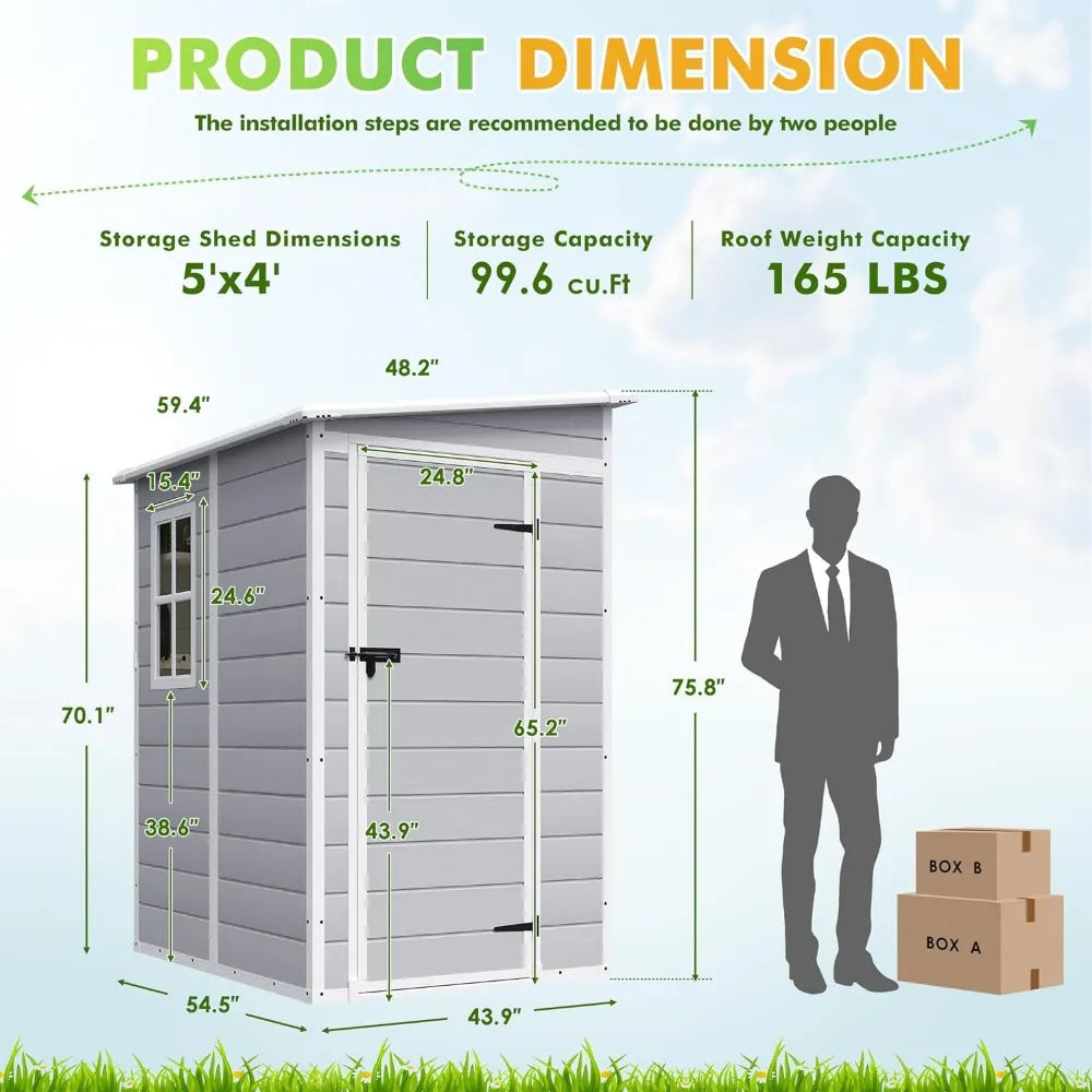 5x4 FT Plastic Resin Shed