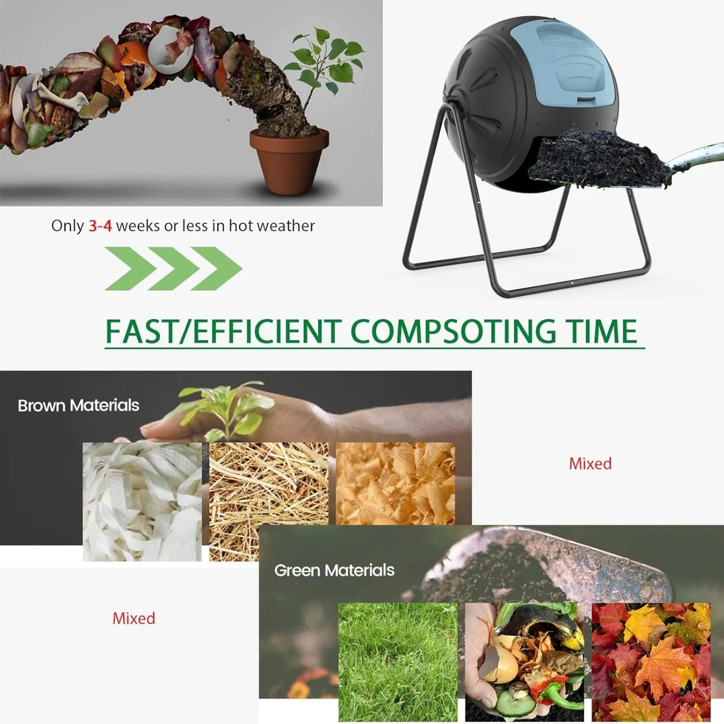 Multifunction Garden Tumbling Composter