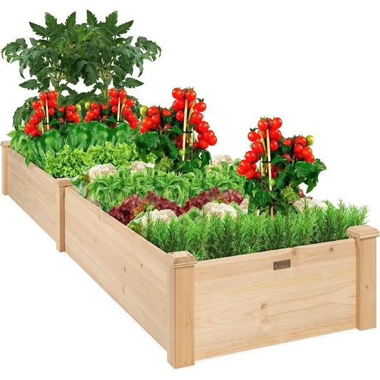 8x2ft Outdoor Wooden Raised Garden Bed Planter