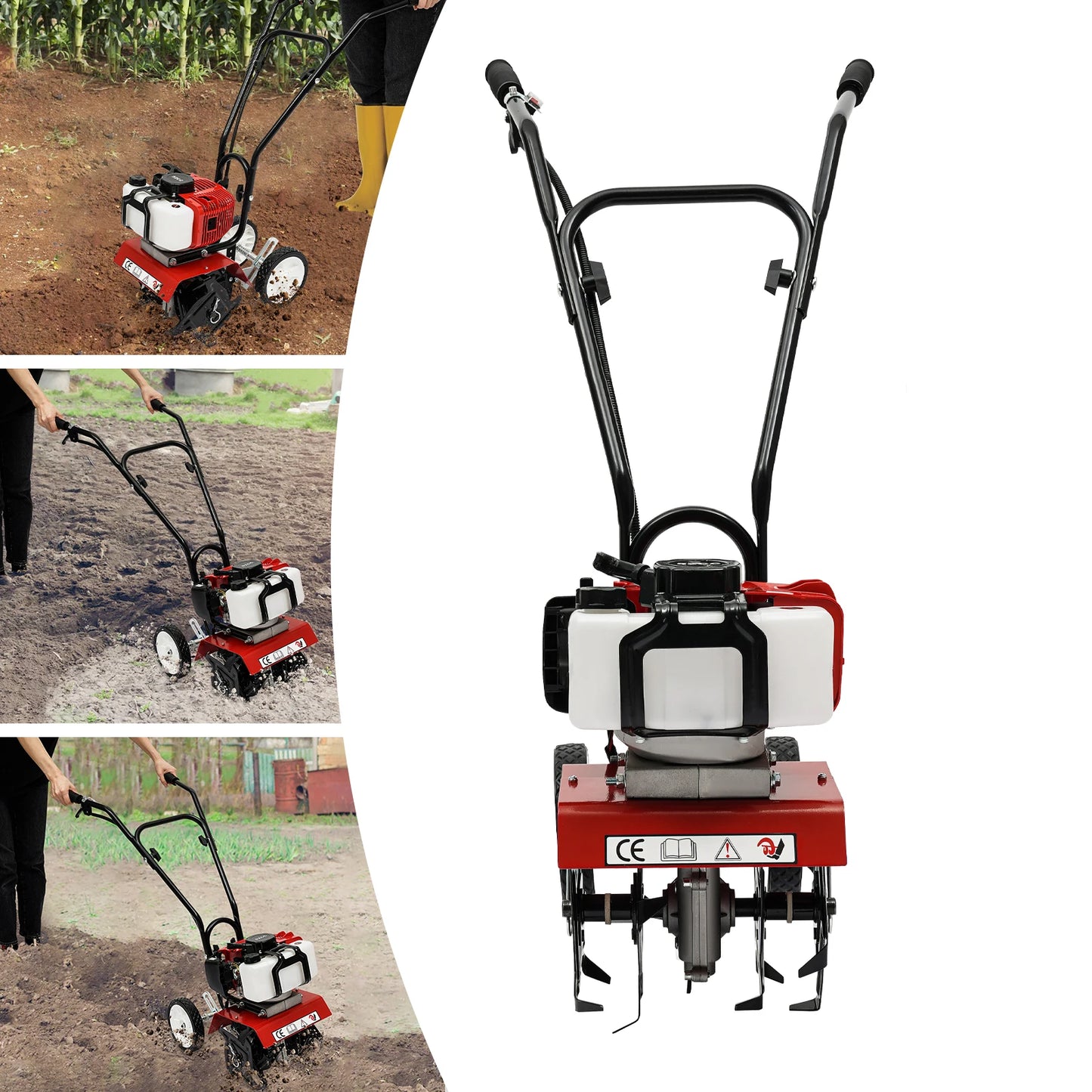 Gas Powered Mini Tiller Cultivator for Turn Soil and Open Furrows