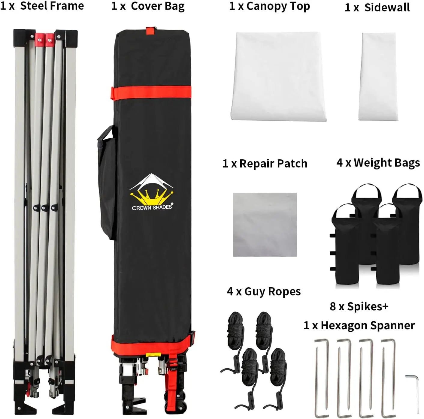 10x10 Pop up Canopy Tent Including 1 Removable Sidewall 4 Ropes