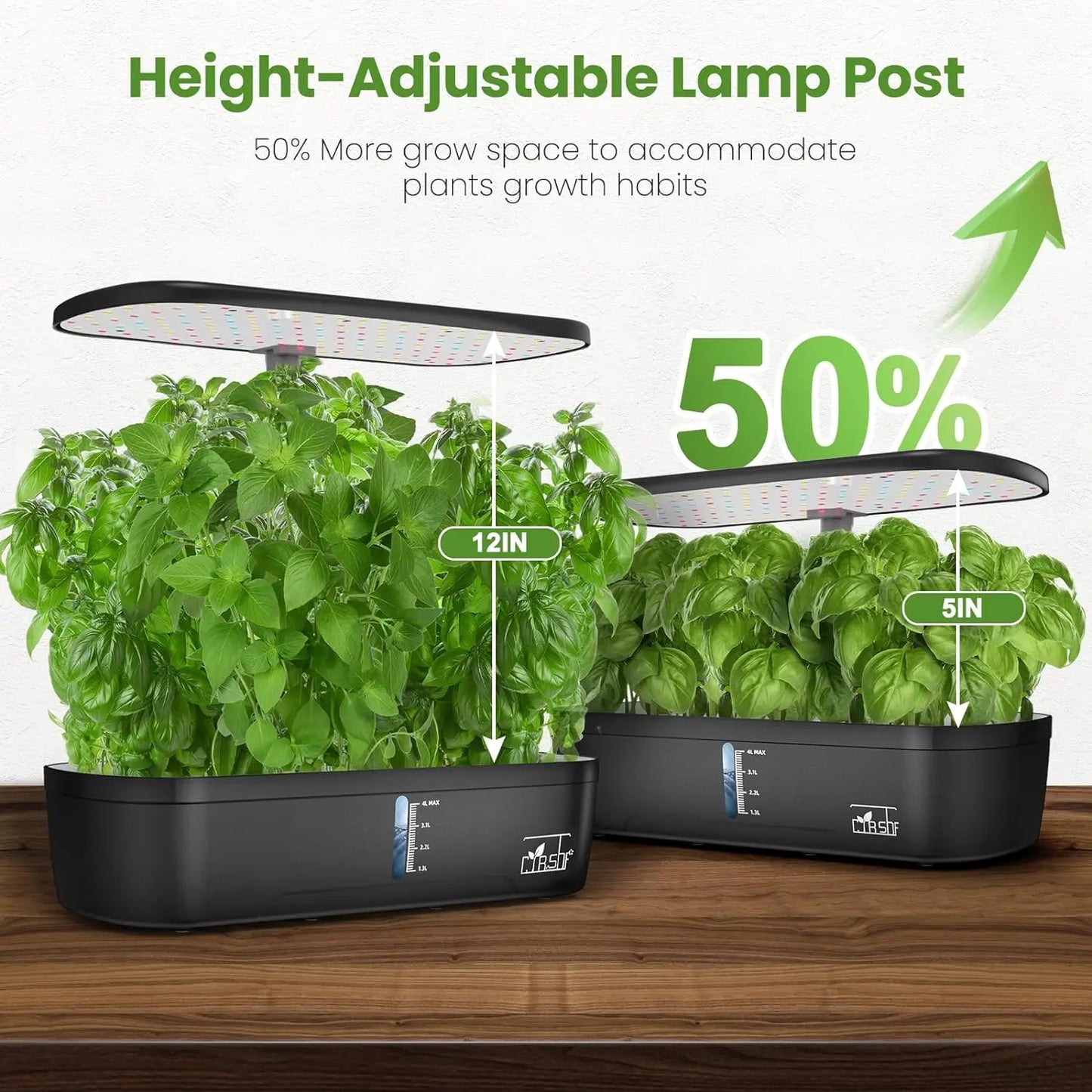 Hydroponics System with Grow Iight Adjustable Height Up to 12inch,