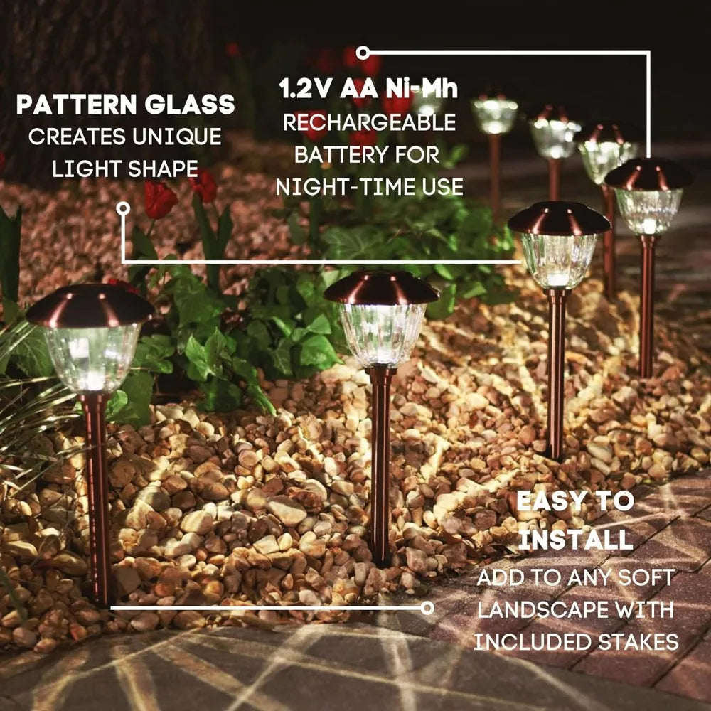 Solar Lights, Patterned Glass and Metal Construction