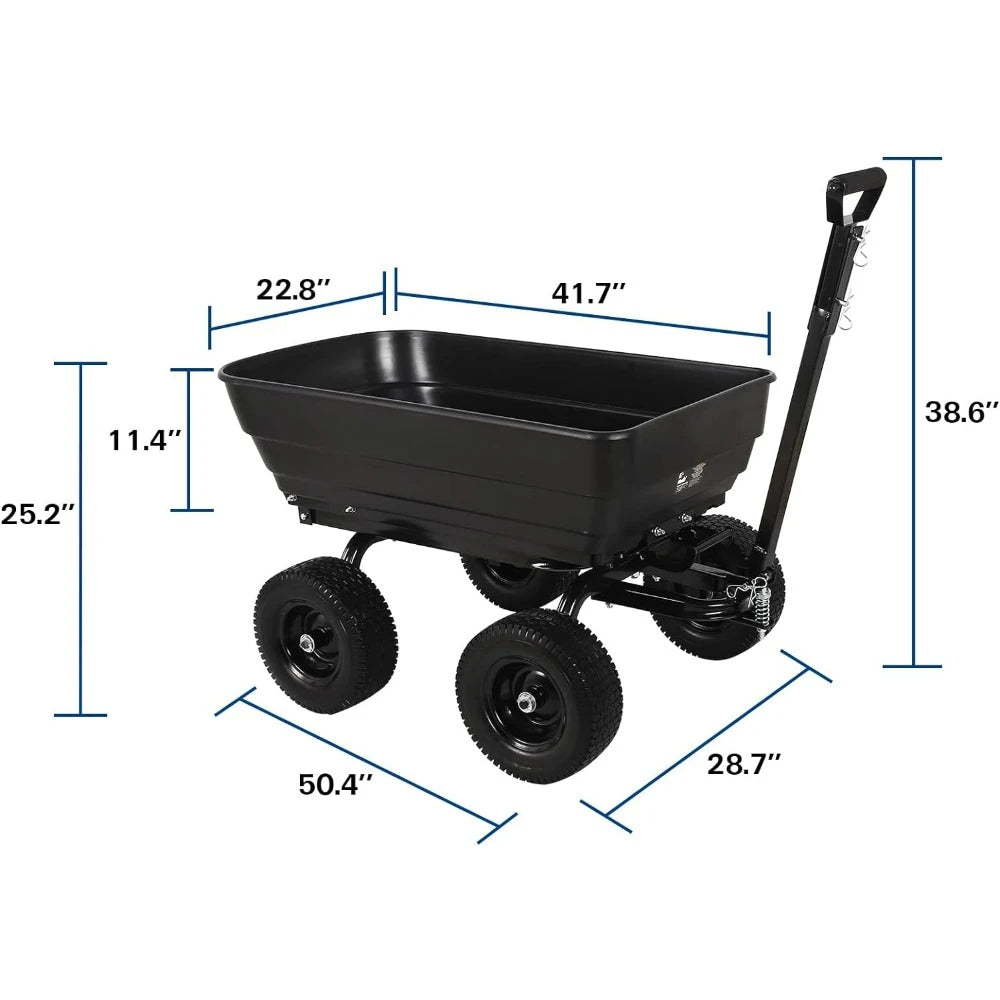 7 Cu.Ft. 13" No-Flat Tires Poly Yard Dump Cart