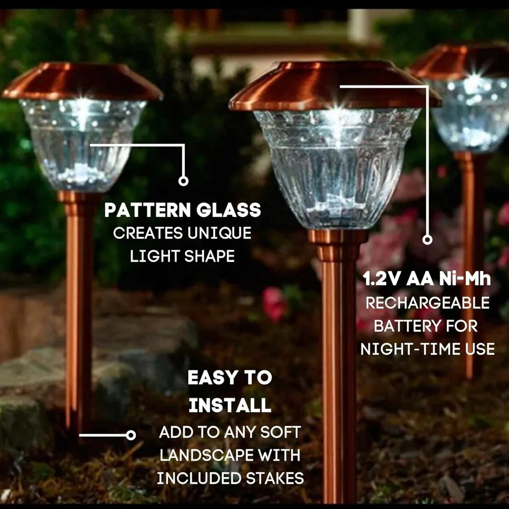 Solar Lights, Patterned Glass and Metal Construction