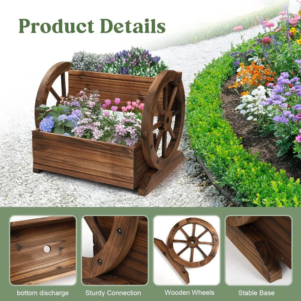 Wooden Wagon Planter Box