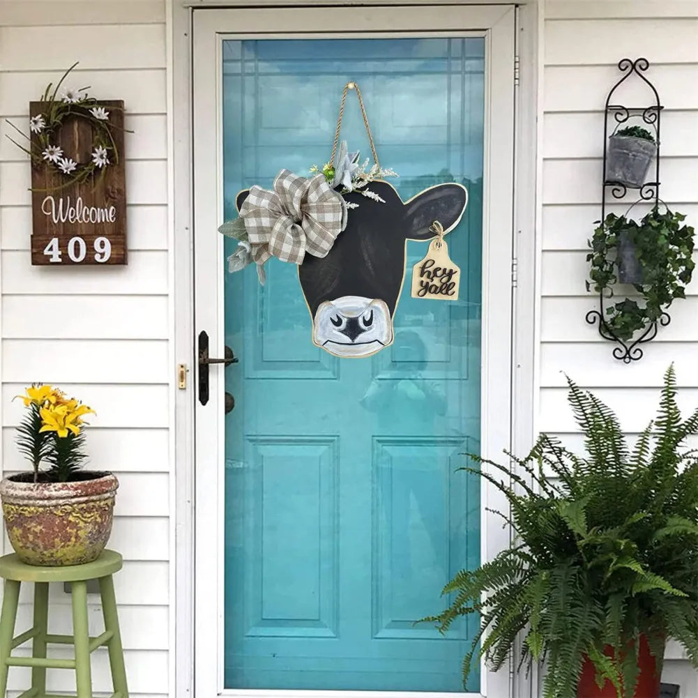 Cow Head Door Wooden Pendant