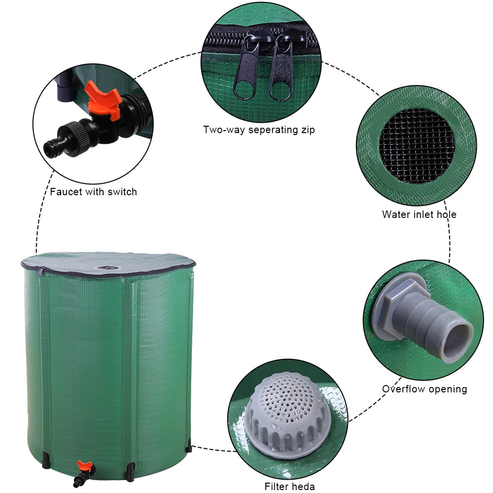 50/66/100 Gallon Collapsible Rain Barrel Watering Kits