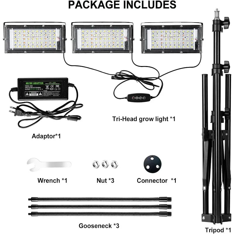 Grow Light with Stand, Tri-Head LED Plant Light