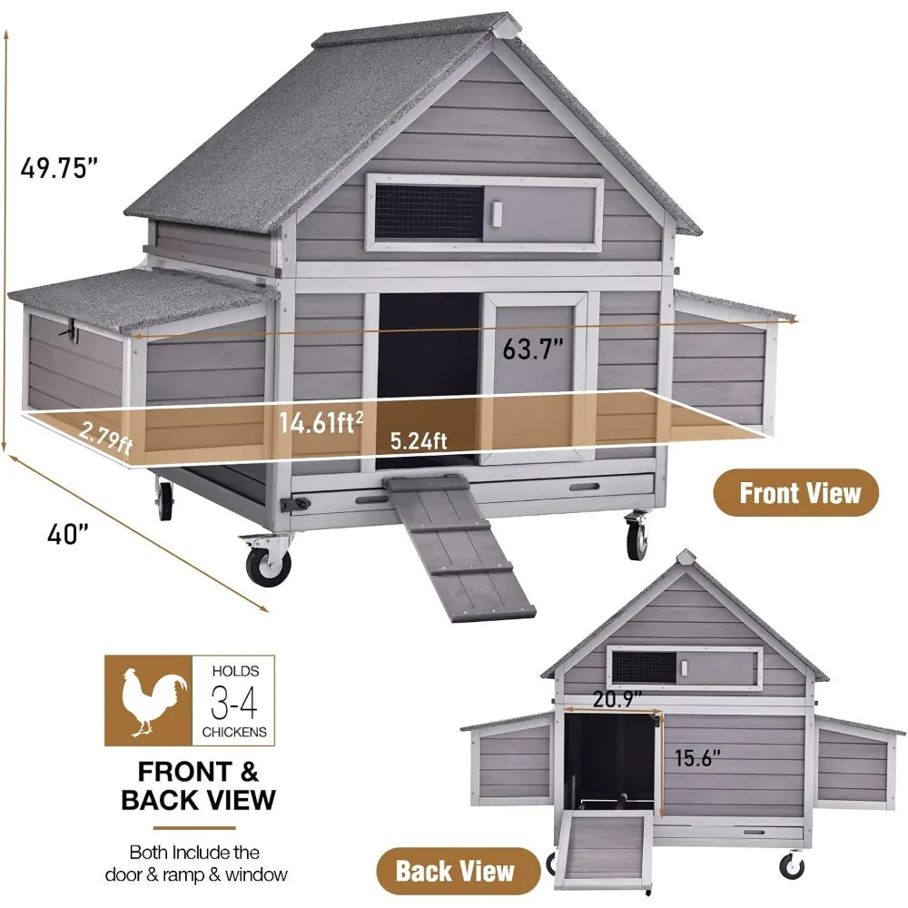 Chicken Coop Poultry Cage on Wheels