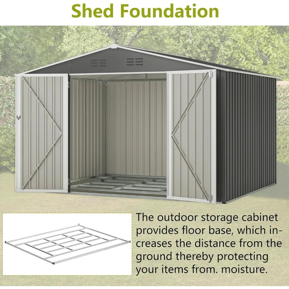 Metal Outdoor Storage Shed 8x10FT Dark Grey