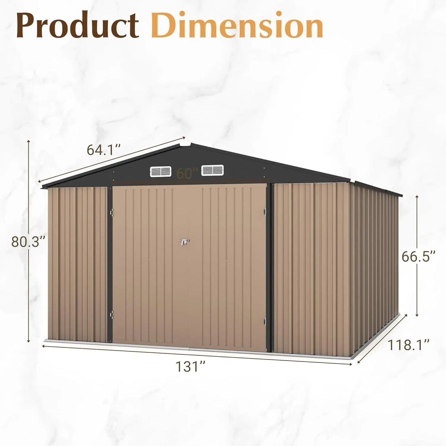 10 x 10 FT Metal Garden Shed with Lockable Door