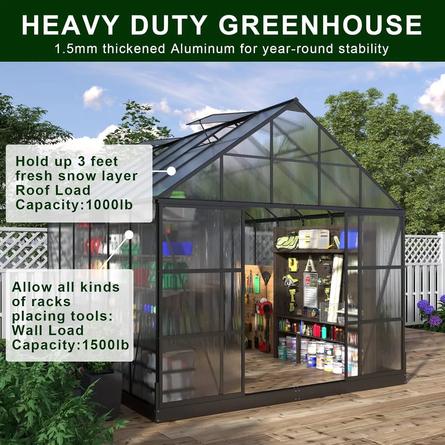 Polycarbonate Greenhouse Walk-in Large Aluminum Greenhouse