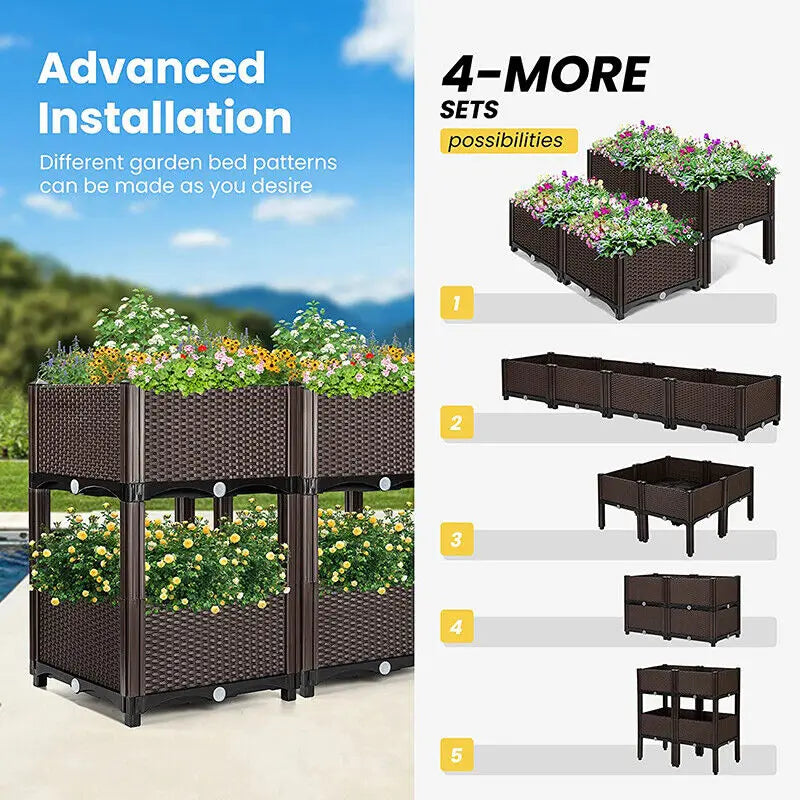 4pcs Raised Garden Bed with Legs