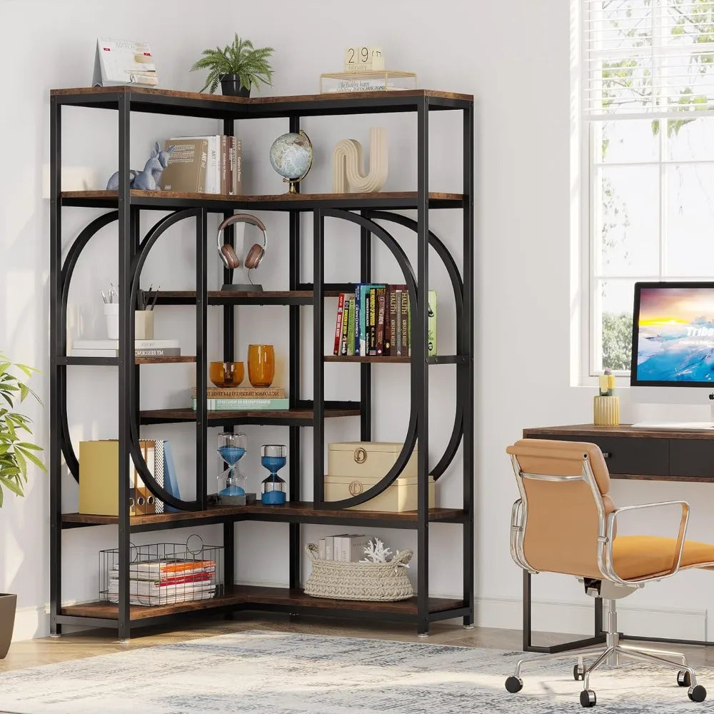 7-Shelf Corner Bookshelf