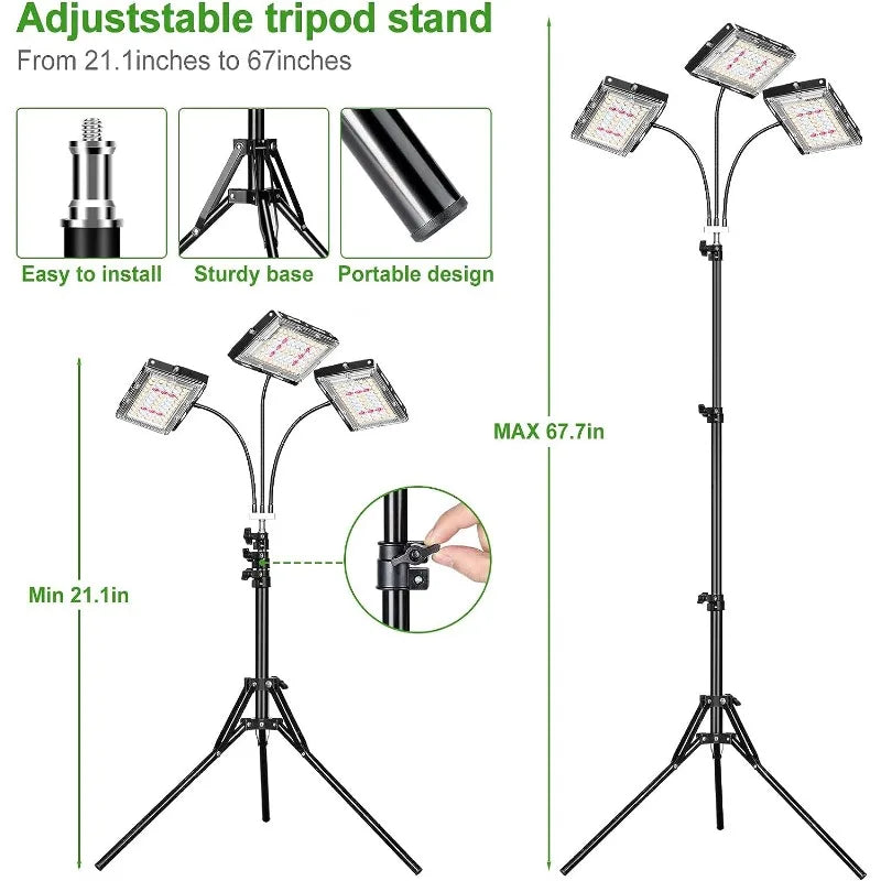 Grow Light with Stand, Tri-Head LED Plant Light