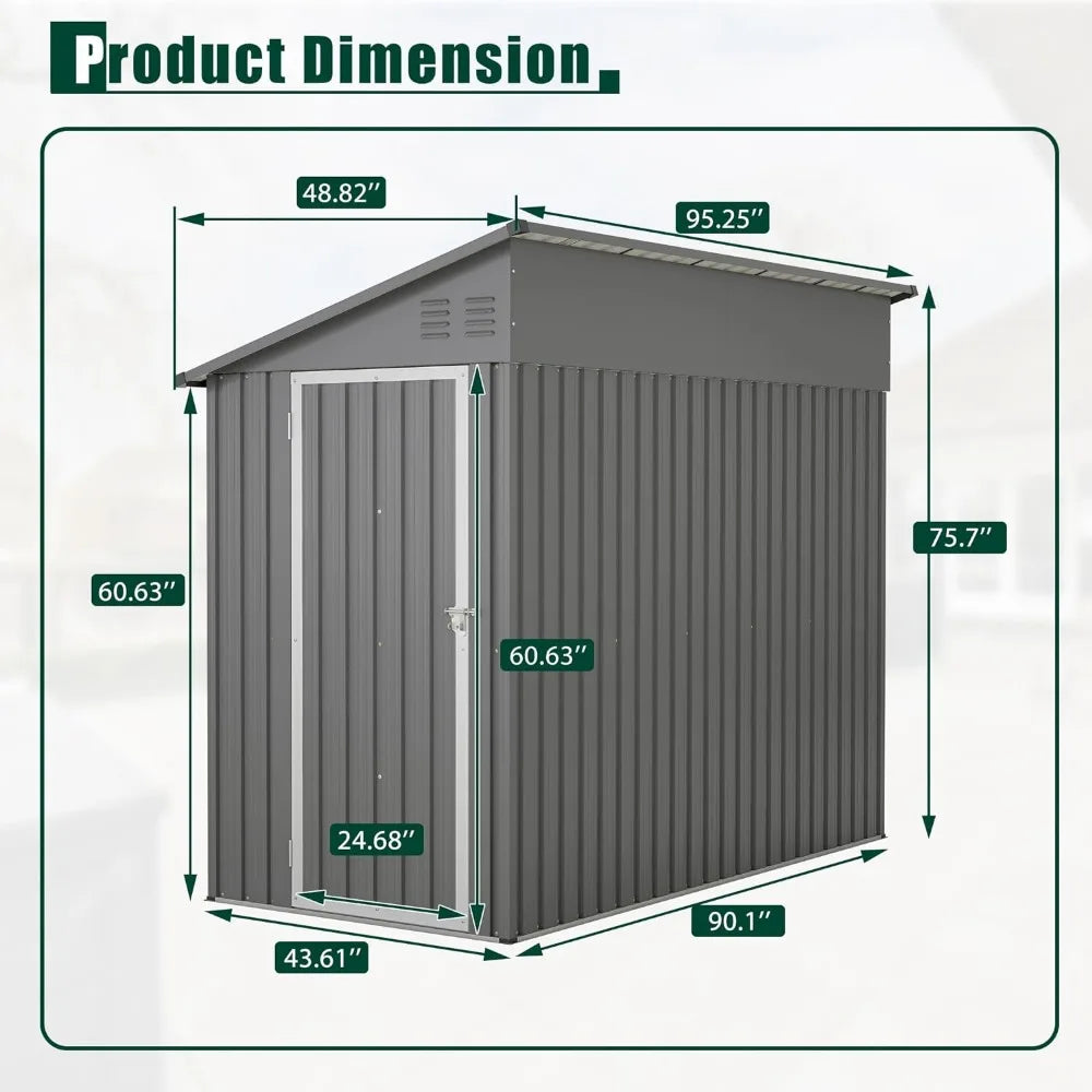 4' x 8' Metal Storage Shed w/Lockable Door and 2 Air Vents