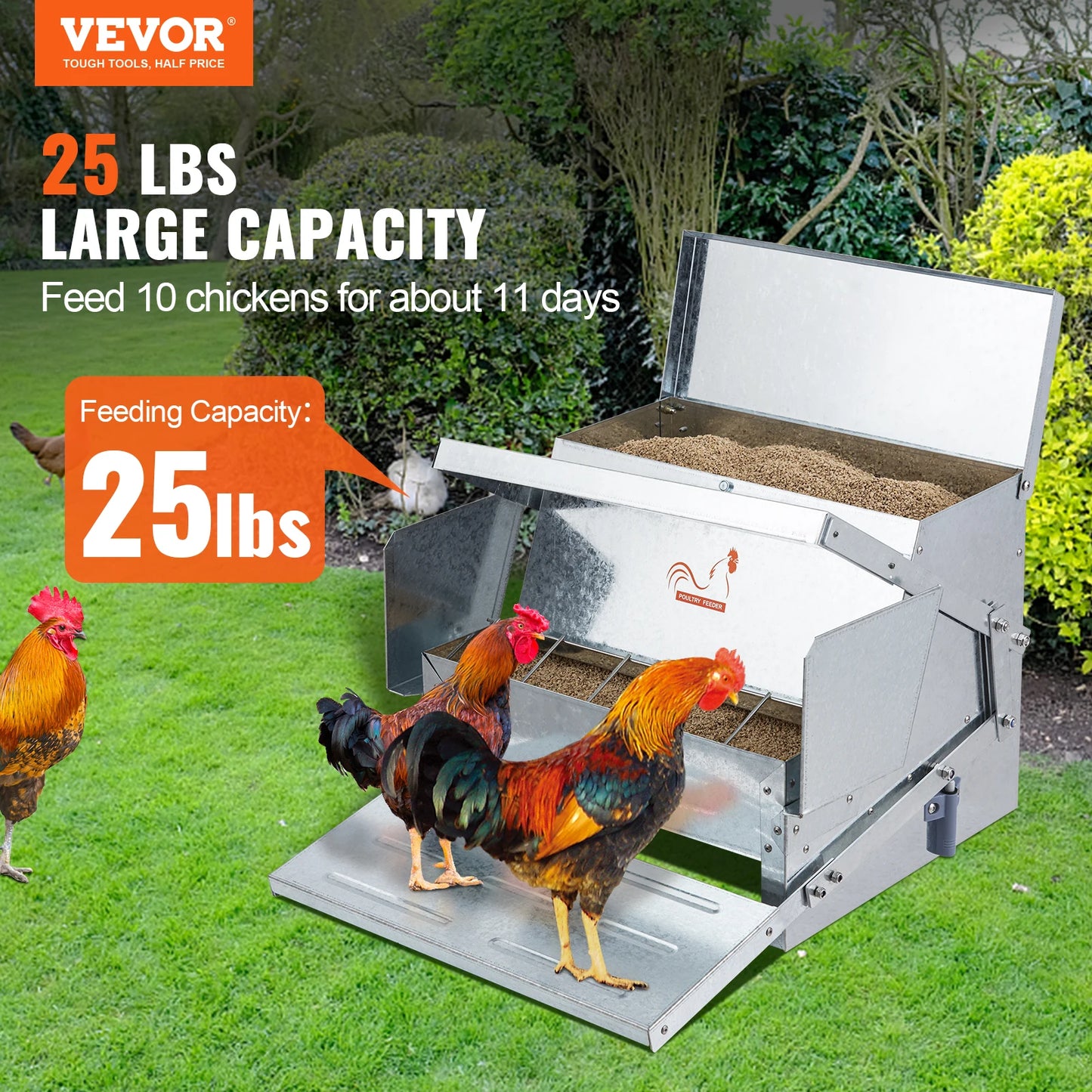 Automatic Chicken Feeder Galvanized Steel